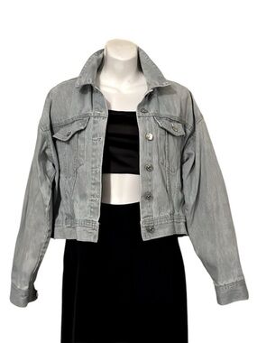 Forever 21 Womens Light Blue Cropped Denim Jean Jacket Sz M